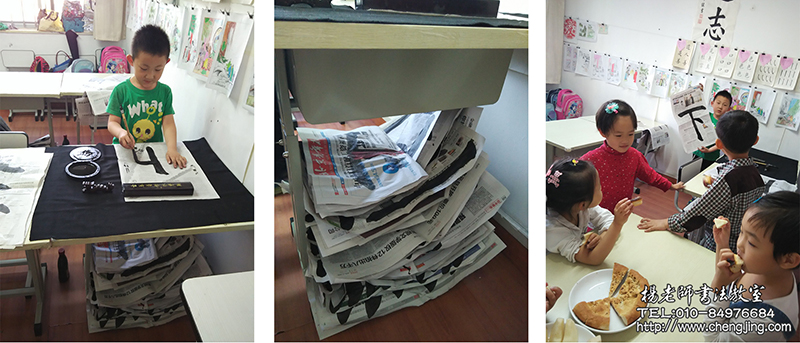 練字即練心，小細節大學問。作業紙也整齊的排好隊，即使身邊的同學在享用美味的點心，我也要專注，如如不動堅持完成最后一筆。