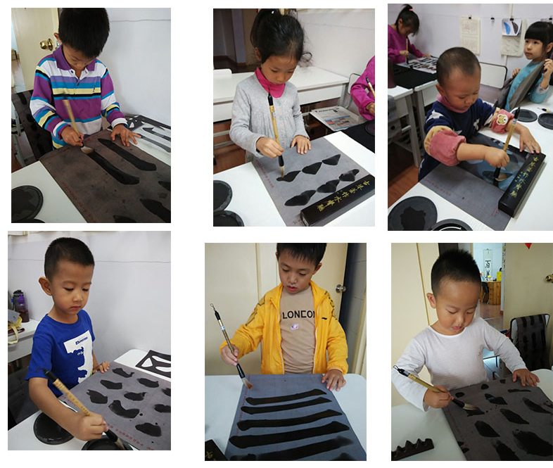 從水寫帛開始練習，升級到用墨書寫時，我們會更有自信，更能把握好毛筆的運用。