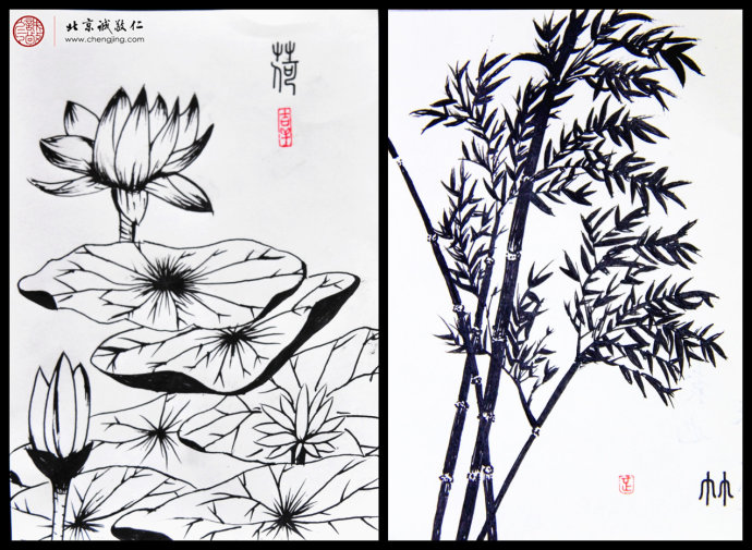 袁也，18歲，硬筆國畫作品