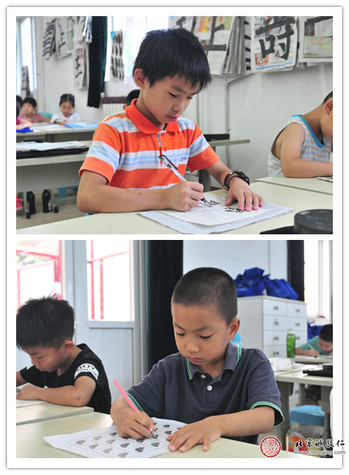 學員練習定心描紅
在一筆一劃中逐漸過濾散亂與浮躁，契入書學的妙趣