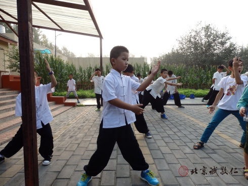 
小學(xué)員晨練太極拳

